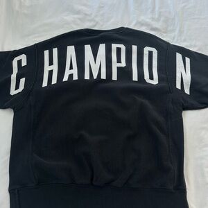 Vintage Champion Black Crewneck with White Lettering